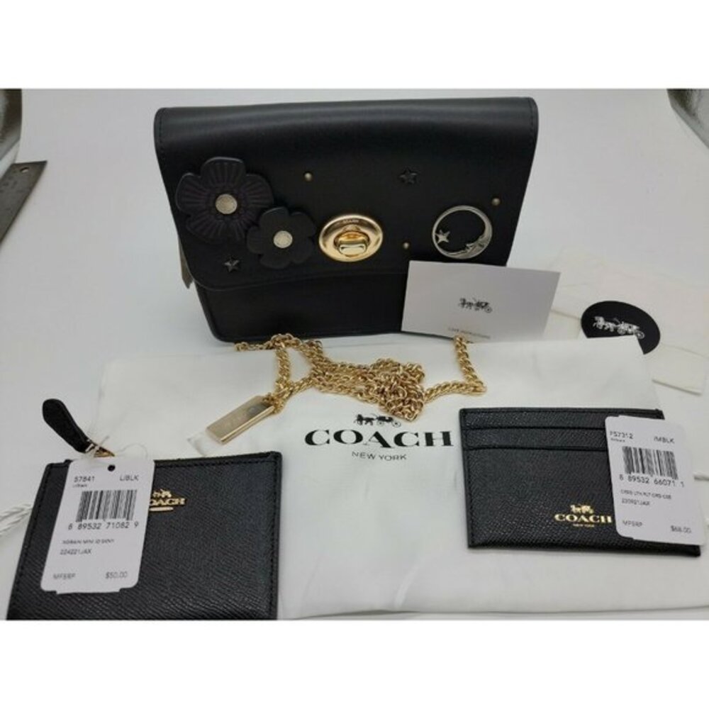 COACH Custom Made Small Turnlock Chain Crossbody STUDS APPLIQUE 3PC - Picture 2 of 12